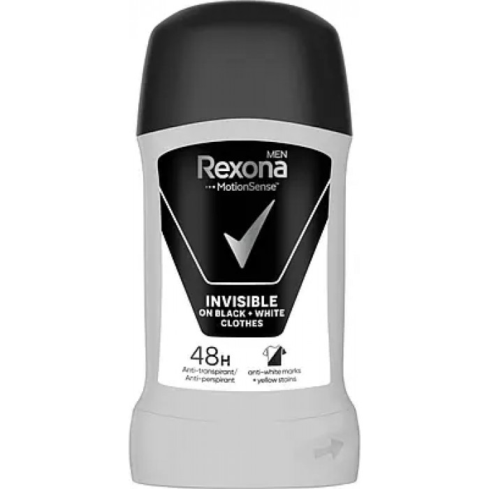 Дезодорант-антиперспирант Rexona Невидимый на черном и белом стик, 50 мл - 